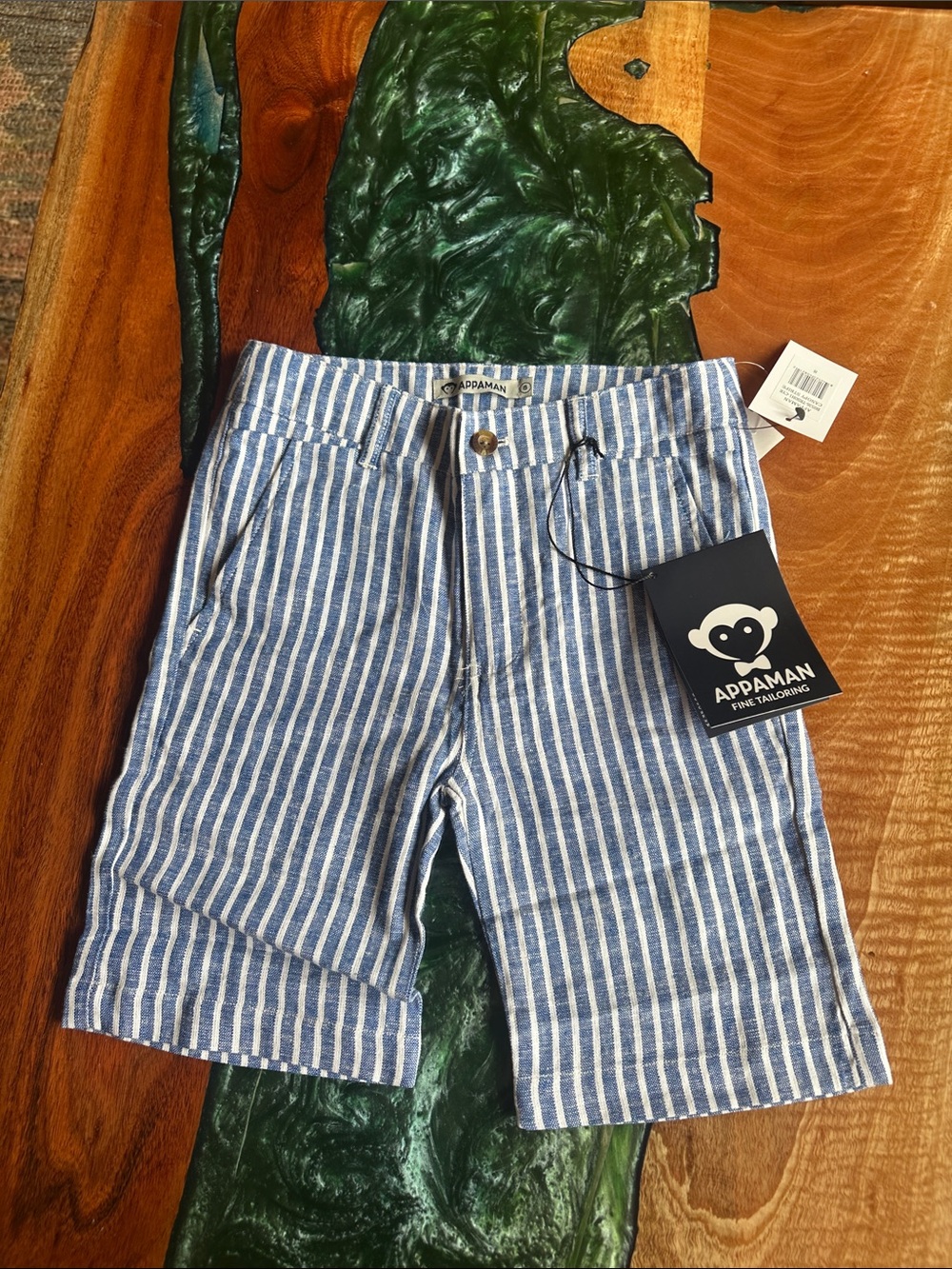 Appaman Blue & White Striped Cotton Shorts